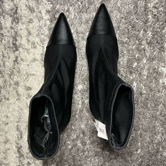 NWT Zara Pointed Fabric Heeled Ankle Boots - Picture 7 of 11